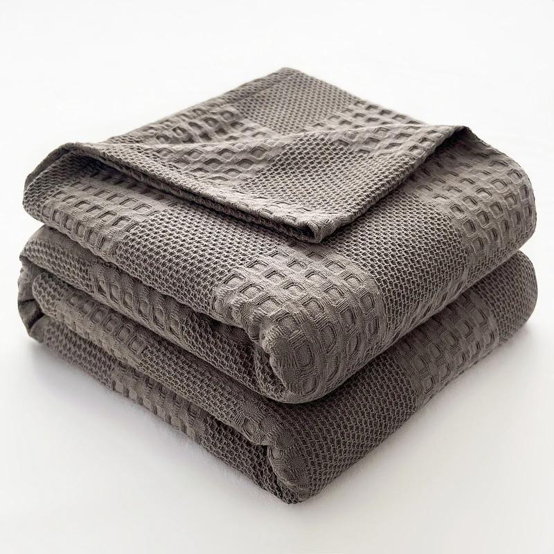 100%Cotton Blankets Waffle Throw Blanket Solid Soft And Breathable Blanket For Twin/Queen/King Bed Decorative Plaid Sofa
