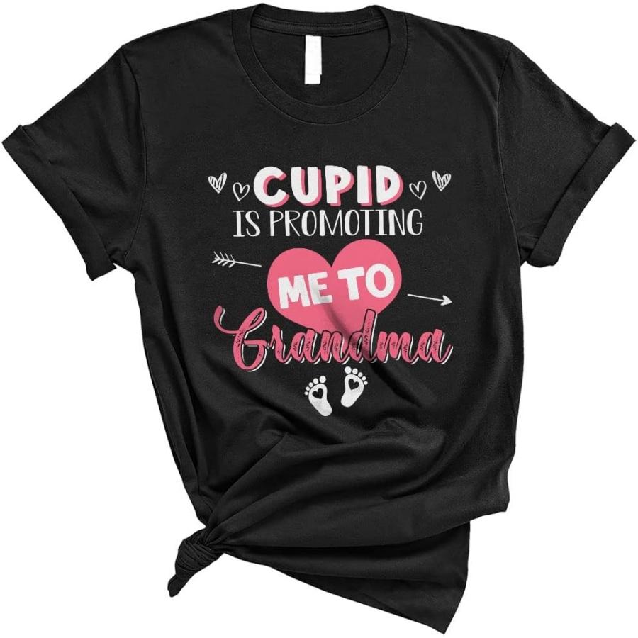 Cupid is Promoting Me to Grandma Cute Valentine s Day Heart Pregnancy Announcement Family Unisex T-Shirt S