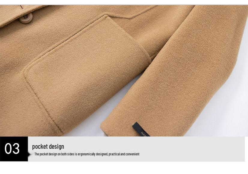 Women's Mid-Length Slimming Woolen Coat - Double-Sided, Camel Color, 2026 New Autumn/Winter Collection
