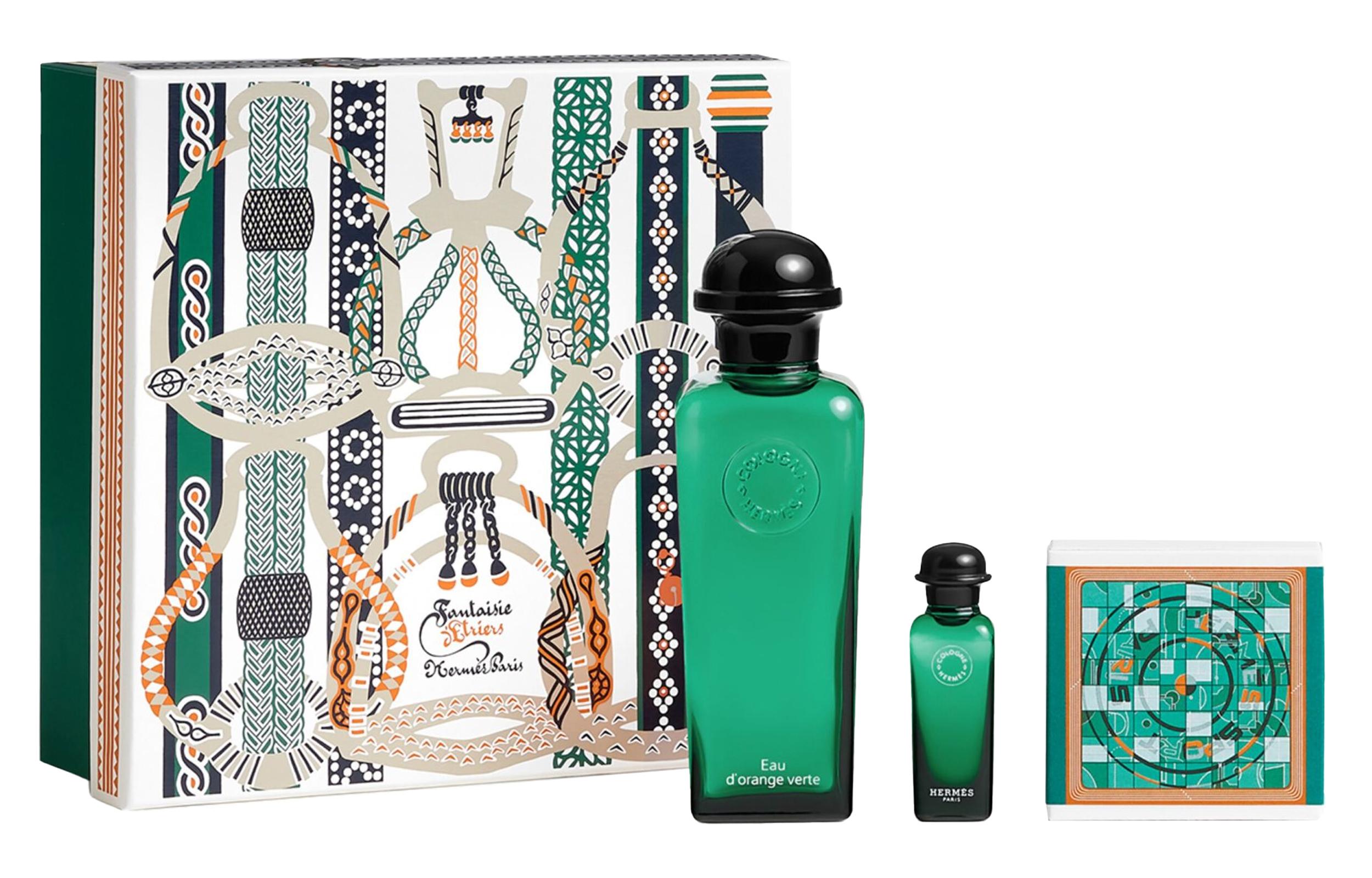 HERMES Orange Green Spring Box Perfume Sets Eau De Cologne 100ml+7.5ml+50g 100ml+7.5ml+50g