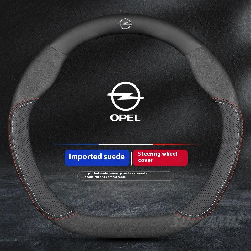 For Opel OPCline Astra Corsa Grandland Insignia Mokka Vectra GTC Tigra Leather Suede Car Steering Wheel Cover Auto Accessories