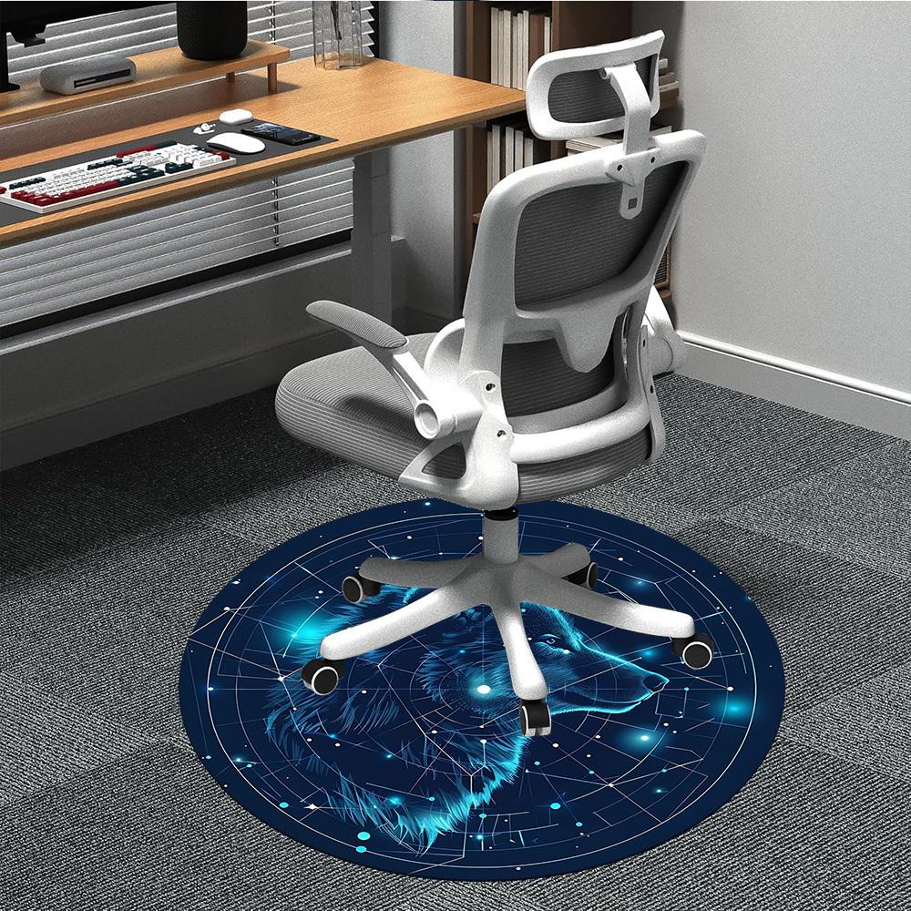 

1pc Wolf Constellation Office Round Area Rug, Under Office Chairs Bedroom Living Room Home Decor, Room Deco 80cm