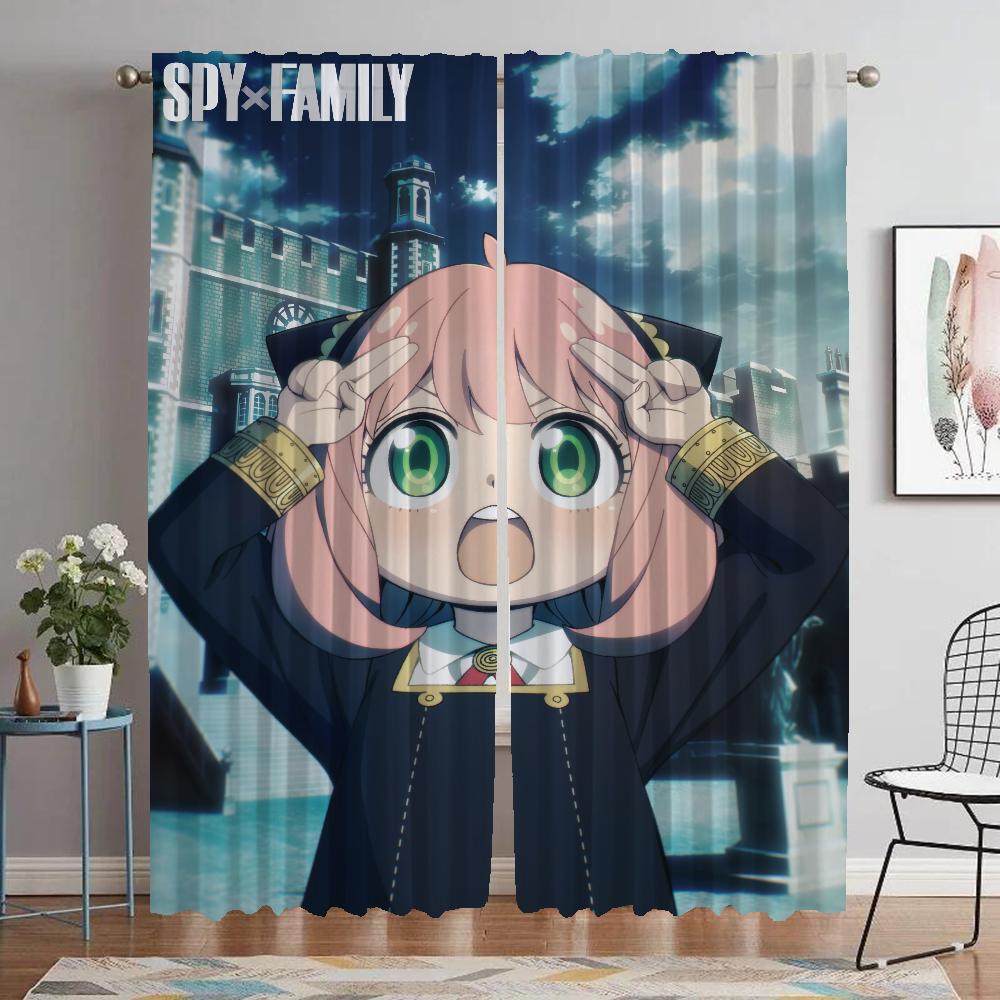 Spy X Family Curtains Child Room Tulle for Bedroom Living Room Curtain Home Interior Curtains 2 Pieces Shades Partition Kitchen