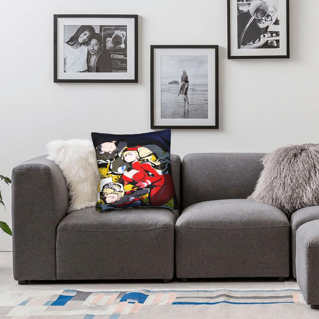 Pillow Cover Atlus P-Personas 2 Fanart Cute Funny Pillow Case For Living Room Bed Chair Pillowcases