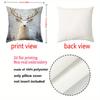 1 pillowcase 2D flat printing White Deer Pattern Pillow 2D Flat Printing Polyester pillowcase sofa decorative cushion cover