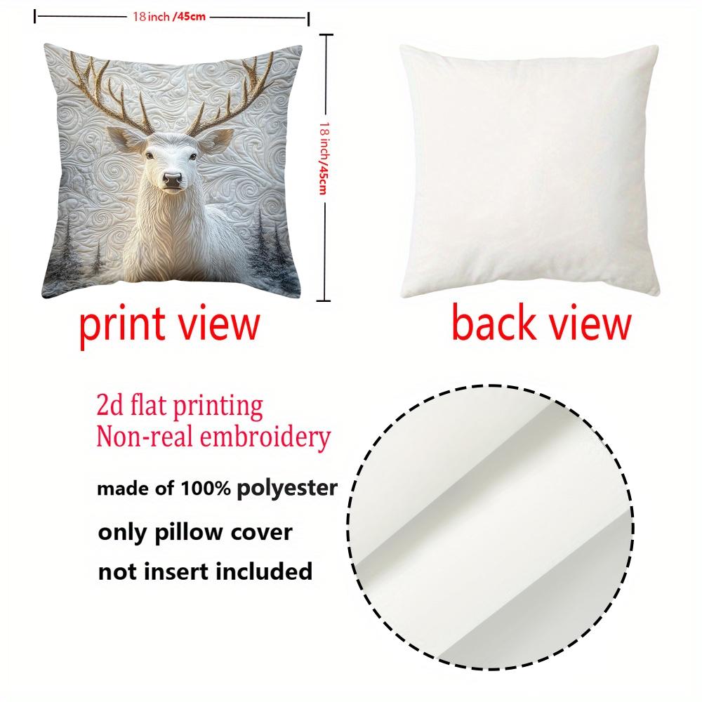 1 pillowcase 2D flat printing White Deer Pattern Pillow 2D Flat Printing Polyester pillowcase sofa decorative cushion cover