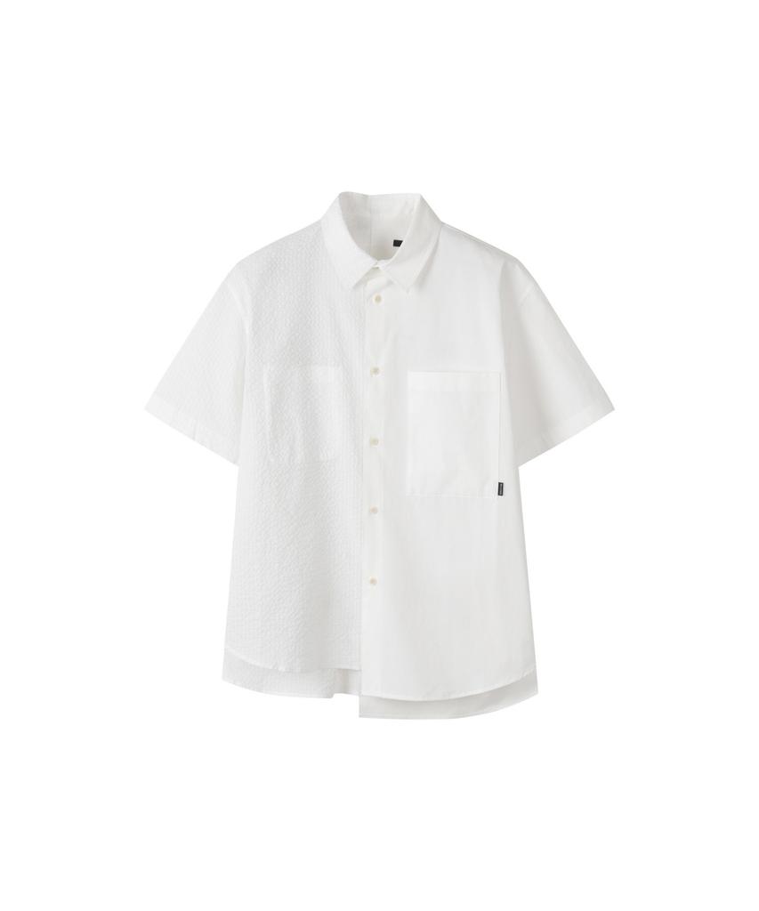 RECODE Split Short Sleeve Seersucker Shirt Rksam26614Whx