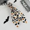 Colorful Hair Tie Halloween Satin Scrunchies for Women, Funny Pumpkin Printed Elastic Ties, Print Soft Ponytail Holders, Decorative Accessories Daily