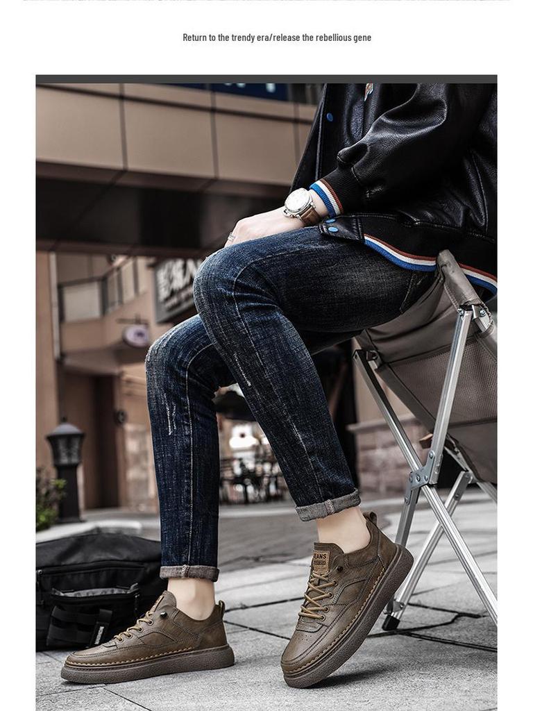 Chaussures en cuir tendance pour hommes 2025: Style Britannique Polyvalent Automnal Décontracté & Formel.