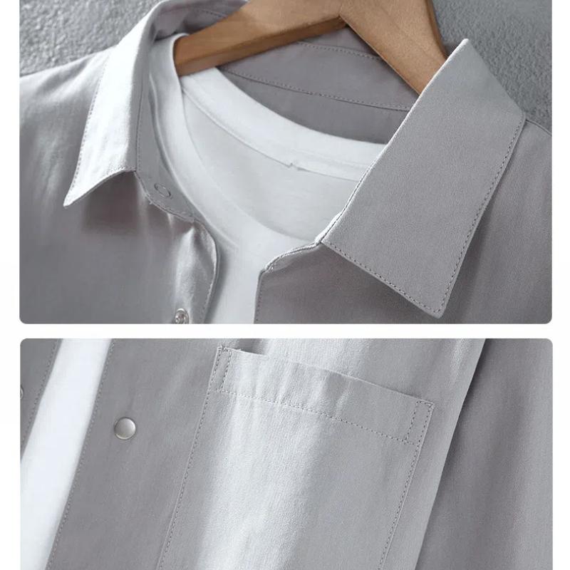 Japanese Style Lapel Collar Jackets for Men Spring Fall Daily Casual Men's Coat Solid Color Cotton Button Coat