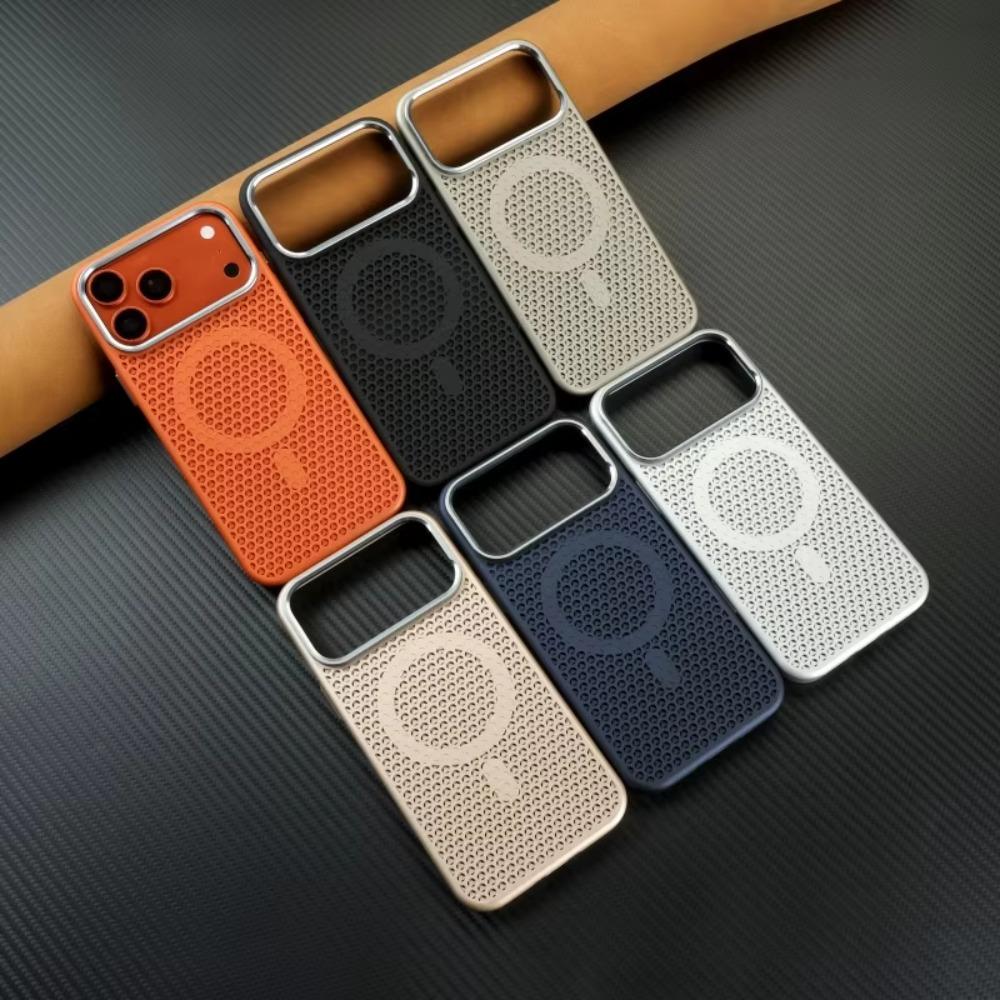 Unique Matte Cooling Case For iPhone 17 16 15 14 13 12 Pro Max Breathable Magnetic Anti-Drop Metal Camera Frame Protective Cover