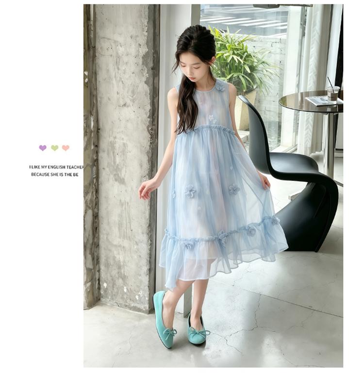 Girls' Chiffon Dress - Summer 2026 Sweet Children's Vest Skirt