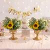 Iron Flower Urn with Fluted Detailing and Wide Raised Base for Wedding Centerpieces and Tabletop Arrangement Displays