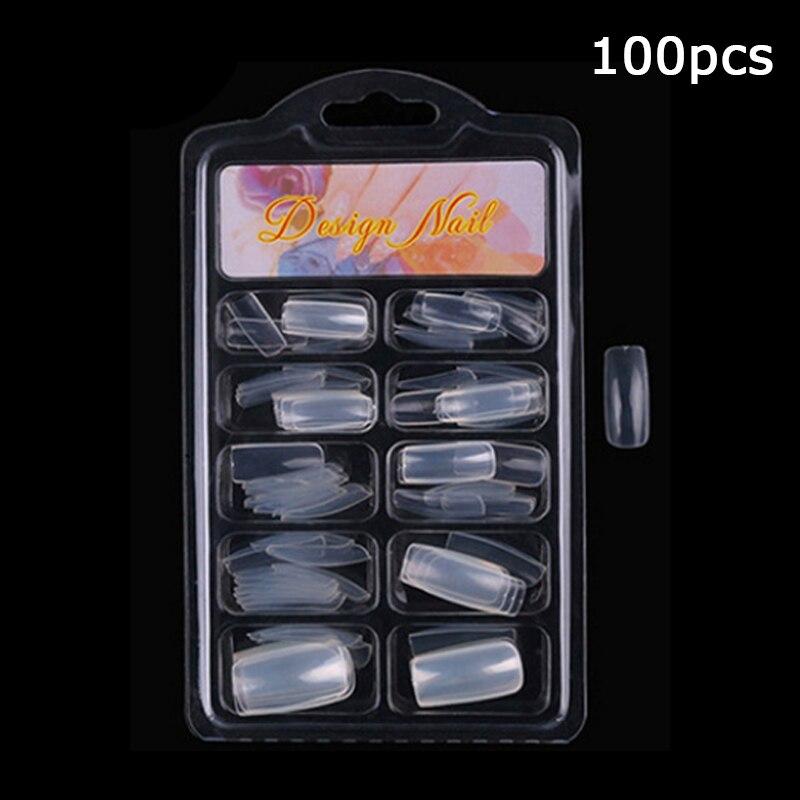

100 шт./200 шт., набор искусственных накладных ногтей для французского акрила, натуральные, с полным полупокрытием, прозрачные накладные ногти для салона и дома, сделай сам