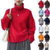 Women's Casual Turtleneck Sweater, Color Pullover Knit Top for Everyday Wear
