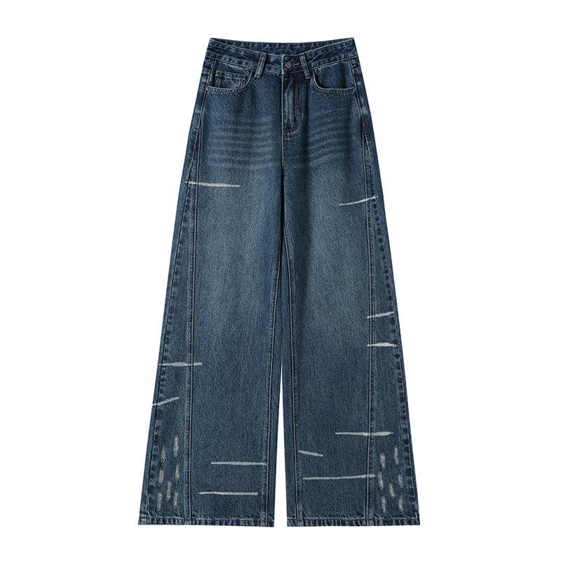 Women's High-Waisted Wide-Leg Velvet Jeans - Slimming, Loose Fit, Floor-Length, for Spring & Autumn