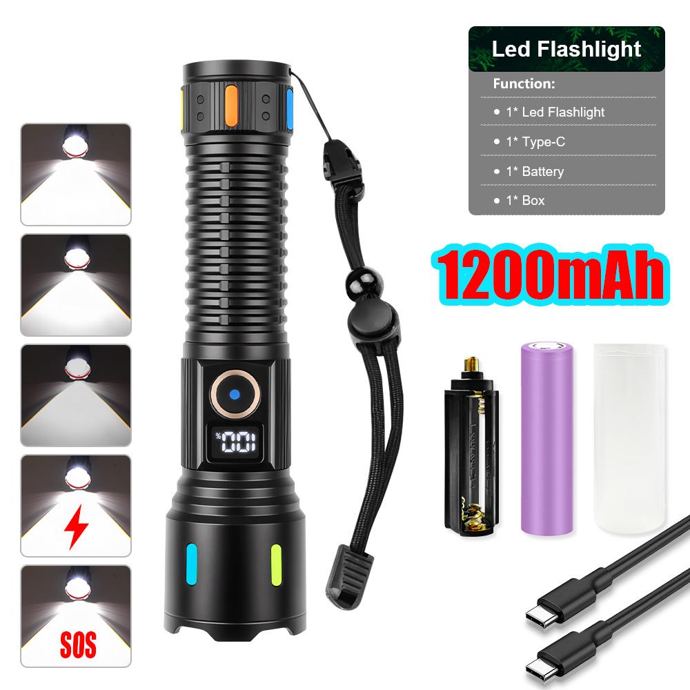 8800000LM High Power LED Flashlight USB Rechargeable Tactical Flashlight Zoom Waterproof LED Torch for Outdoor Hiking Emergency