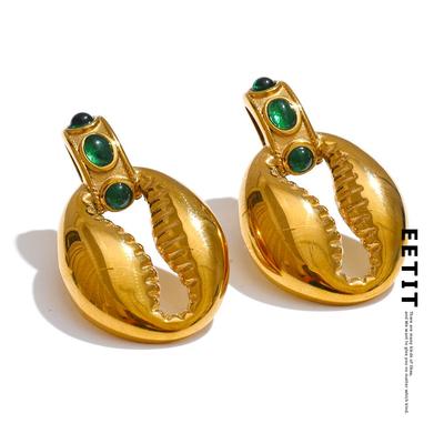 Stylish Unique Stainless Steel Metal Shell Stud Earrings for Women Charm Jewelry Gift