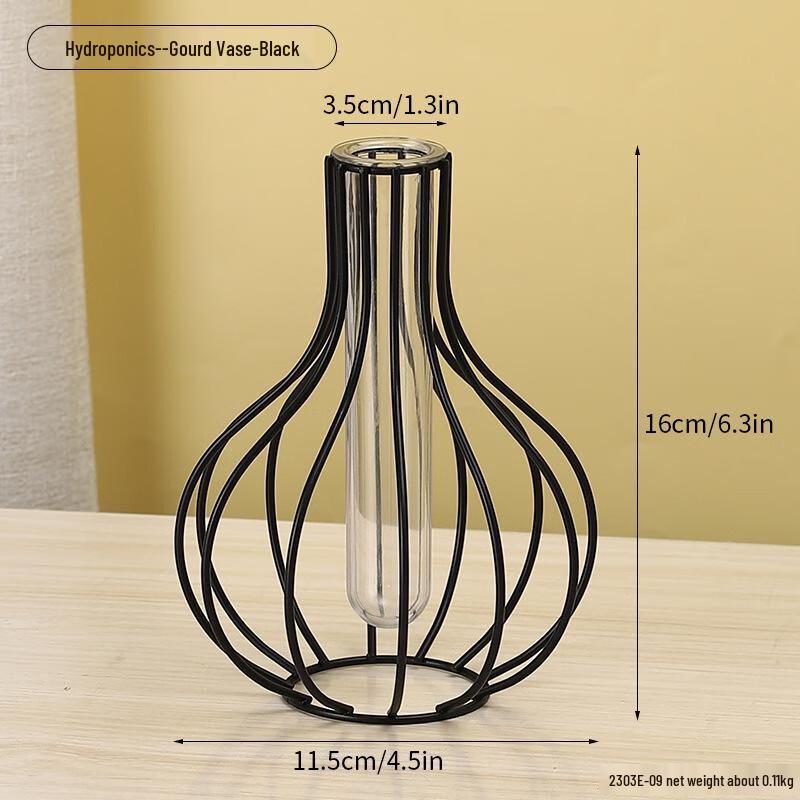 Ruijie Light Luxury Golden Iron Art Transparent Gourd Vase