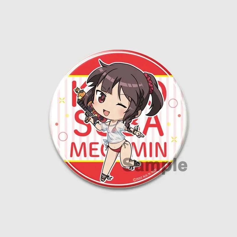 32/44/58mm Anime KonoSuba Brooch Pin Cartoon Figure Megumin Aqua Badge Button Pin Cosplay Souvenir Toy Gift Backpack Clothes Accessories
