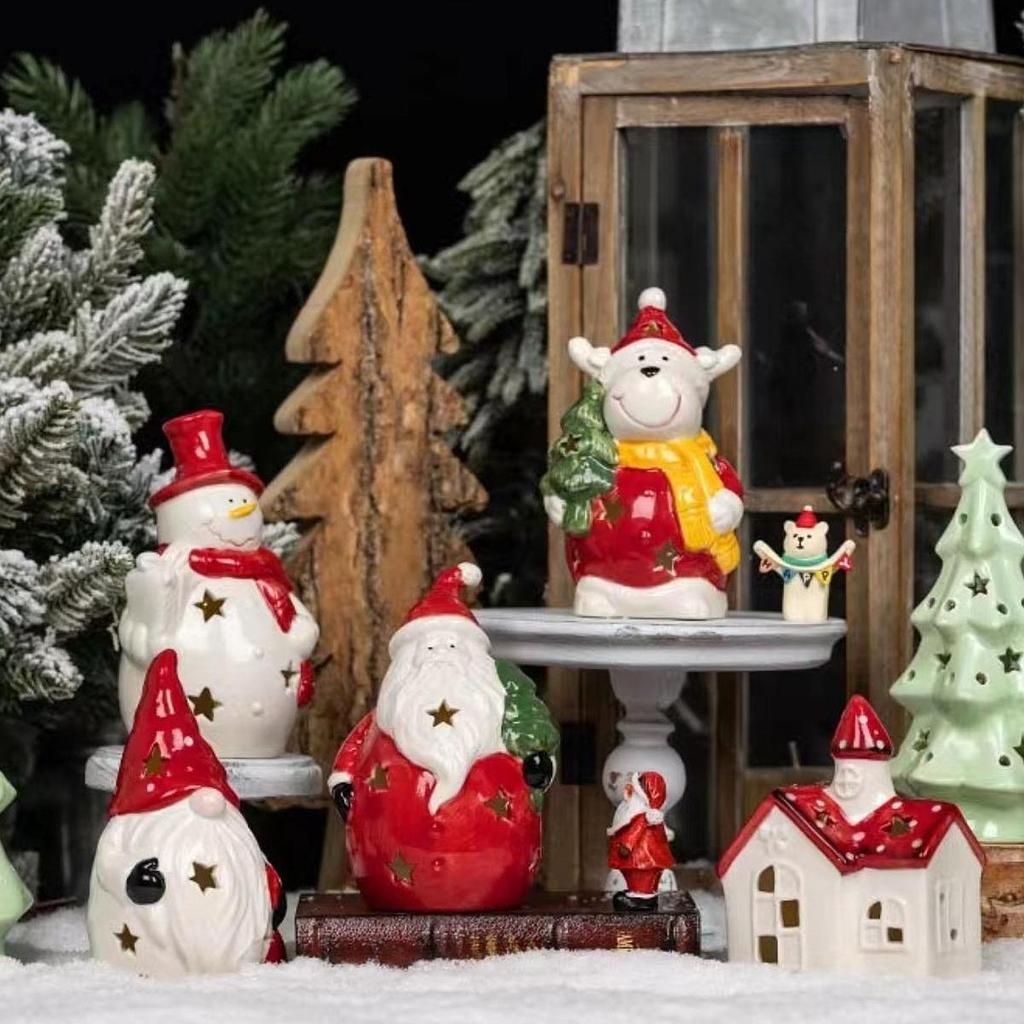4 Pieces Christmas Lighting Sculptures Xmas Ornaments Handmade Collection Lamp