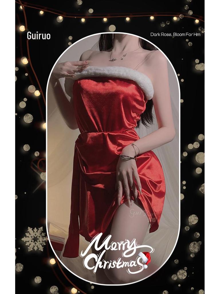 Guiruo Damen Weihnachts-Nachthemd Lingerie Set - Sexy, Schlankmachende Taille, Versuchung.