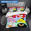 Red Birds Characters Collage 3pcs K-pop music group Bedding set,Ideal for Bedroom, Dormitory,Including Duvet Cover And 2pcs Pillowcases,Fan gifts