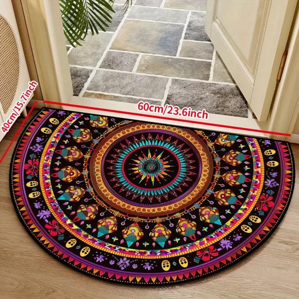 Boho Half Round Doormat Floral Pattern Floor Mat High Quality Welcome Rugs  Indoor Outdoor