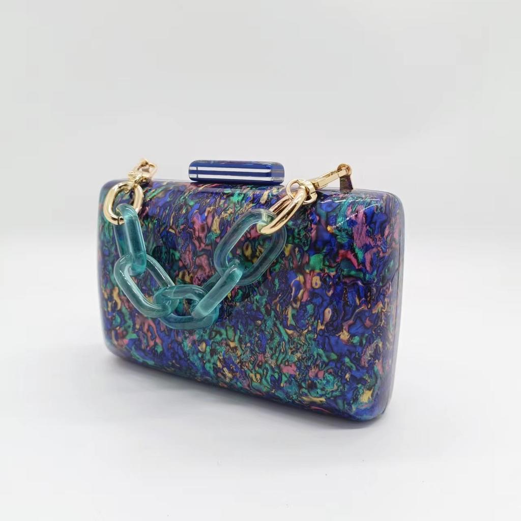 Small bag single shoulder women's messenger bag marble fashion summer beach acrylic dinner bag small square bag