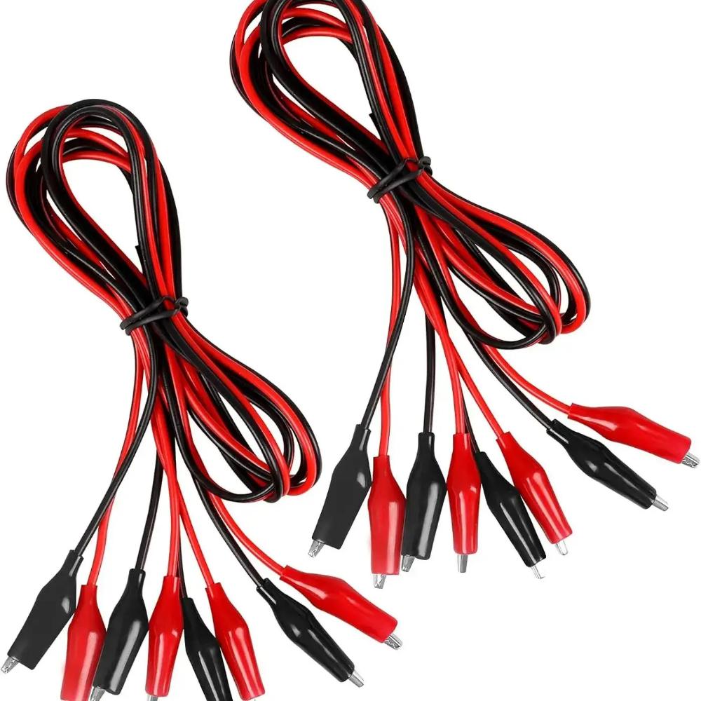 

4 пари 1М Електричні затискачі типу крокодил , Ізольовані вимірювальні проводи із затискачами типу крокодил , Штамповані двосторонні перемички