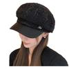 Casquette Hat for UV [Qzkouma] Women, Face-Slimming Effect, Brim, Gap, Protection, Autumn/Winter, Warm, Cute, Stylish, CUNB-02 (Black)