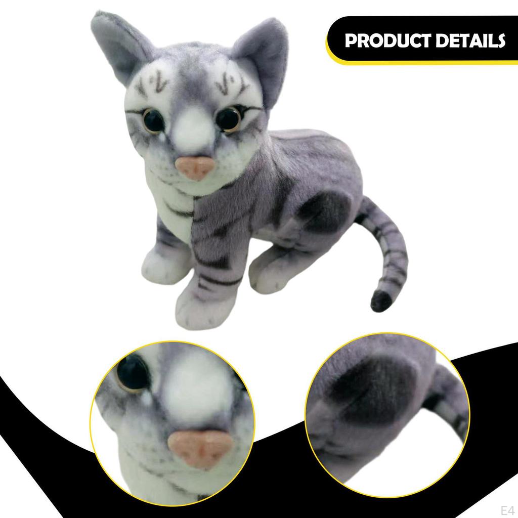 Cat Toy Doll Cartoon Home Decoration Realistic Stuffed Animal Long Tails for Family Boys Girls