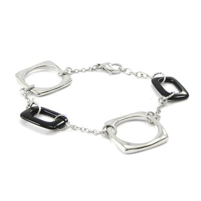 [I1134] - Bracelet Acier 'Chorégraphie' noir argenté