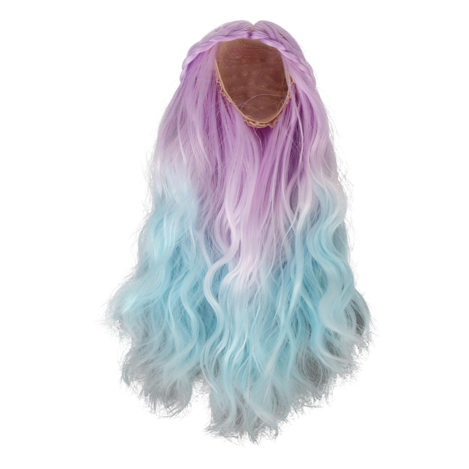 

1Celsius6 Doll Wig Gradient Colors Curly High Elasticity Smoothing Doll Making Hair for Replacement Decoration