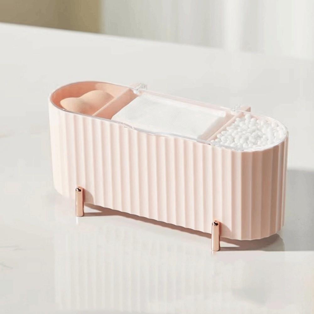 3 Grid Cosmetics Storage Box Large Capacity Organizer Box Makeup Organizer  Powder Puffs