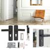Keyed Entry Lock Door Handle Lock Manganese Steel Silent Bearing Universal Door Lever Lock Set with Keys for Home Bedroom Black