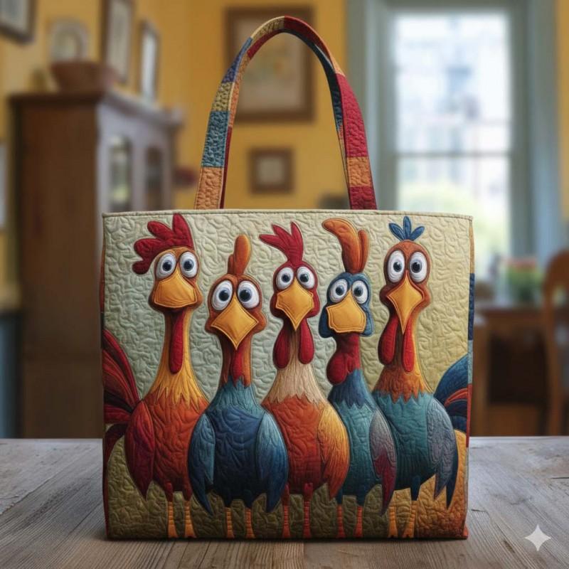 Chick Print Tote Bag 600D Oxford Cloth Shoulder Daily Use