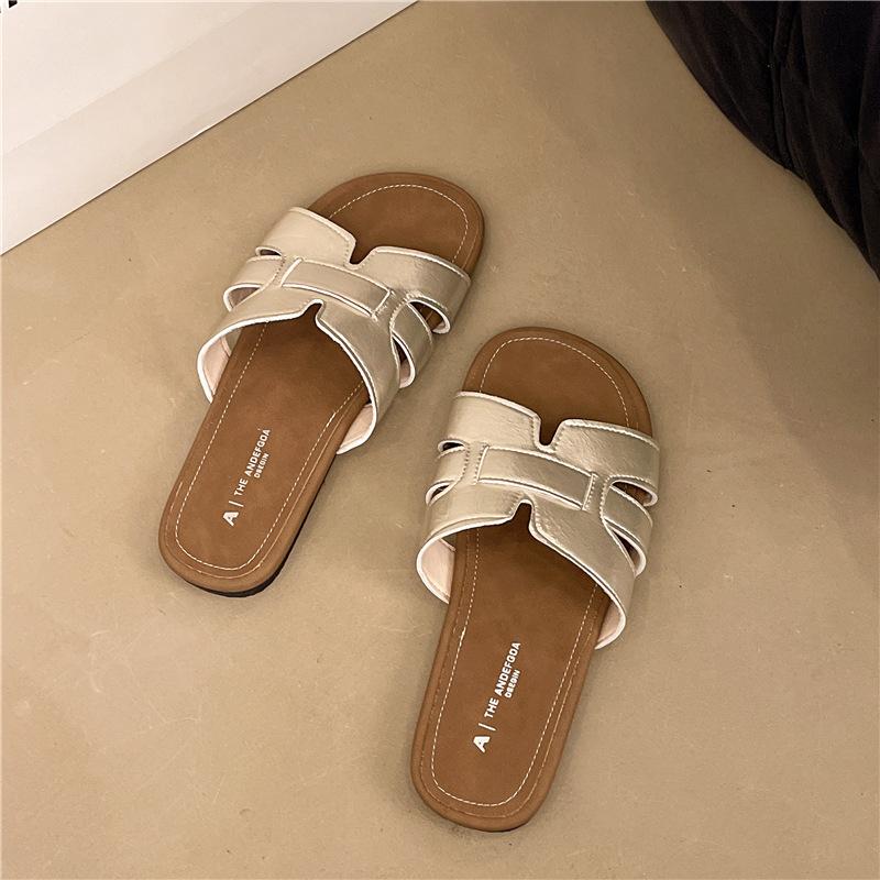 

Летние толстые шлепанцы на новом каблуке, женские новые шлепанцы с квадратным носком на низком каблуке, повседневные модные крутые шлепанцы, женская обувь 35 золотой