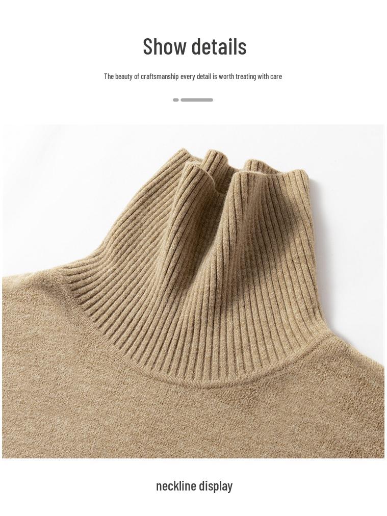 Men's Thick Wool High Neck Sweater - Autumn/Winter Solid Color Knitwear