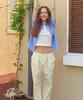 RONRON Back Heart Stitch Pocket Banding Pants Butter