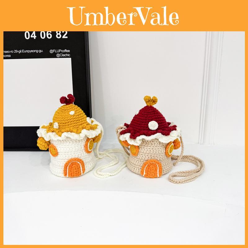 Knit Water Bucket Bag With Interior Pouch For Daily Casual Use