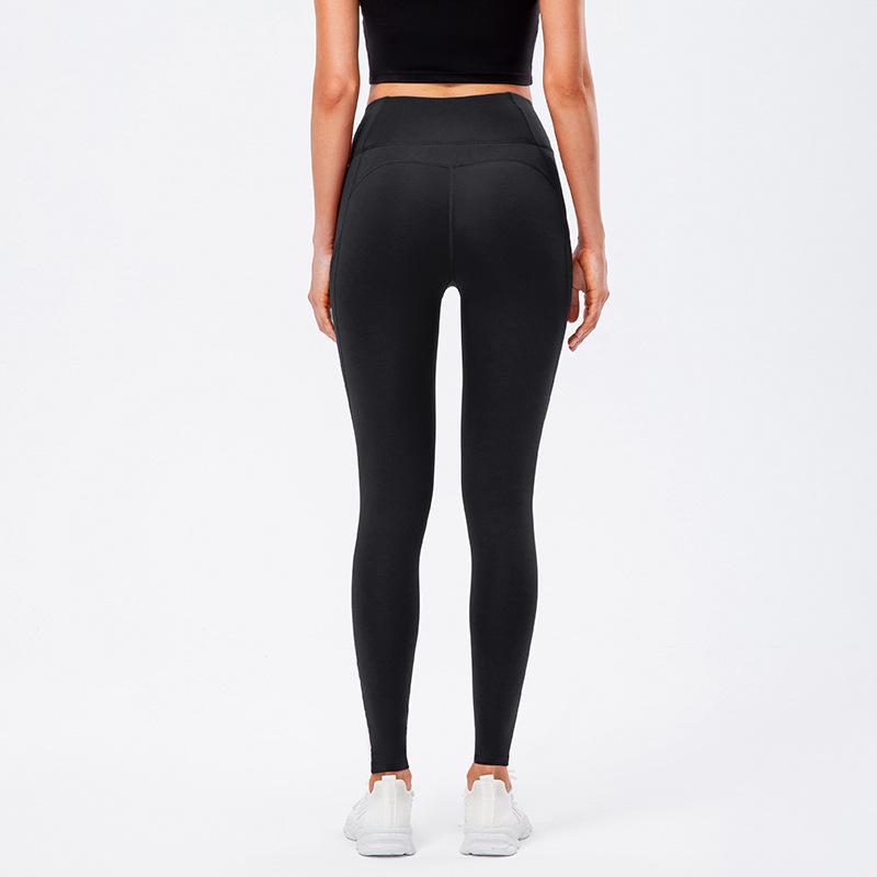 Women's Fleece-Lined High-Waisted Yoga Leggings with Pockets - Warm for Autumn/Winter - Style 12366