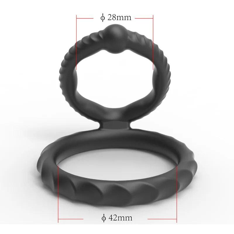 Silicone Double Penis Rings Cock Ring Testicle Cage Dick Condom Bondage Erection Premature Ejaculation Delay Sex Toy For Men