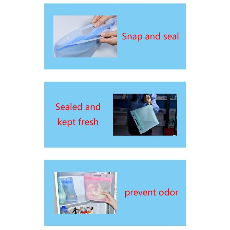 Silicone ZipLock Storage Bags Food Grade Silicone Reusable Bag Leak Proof Reusable Food Storage Bags Pack Leakproof for Kitchen