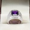 Amethyst Emerald Cut Gemstone With 925 Sterling Silver Ring For Men's #B716 JL375692741416
