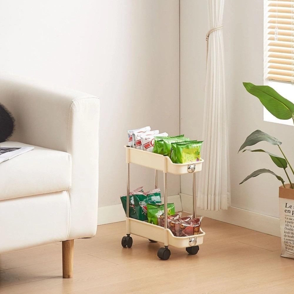With Wheel Storage Rack Space-Saving Bathroom Cart Organizer Durable Mobile Shelving Unit  Bathroom