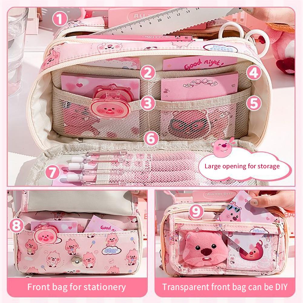 Große Kapazität Mode Capybara Oxford Bleistift Tasche Tuch Kosmetik Aufbewahrungstasche Retro Student Schreibwaren Schulbedarf