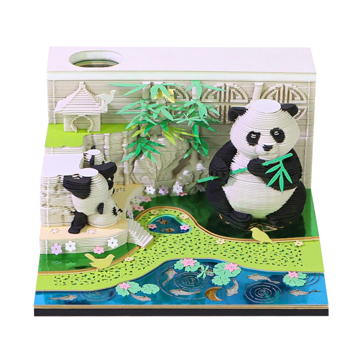 3D Garden Giant Panda Three-Dimensional Model Paper Carving Memo Notebook Desktop Three-Dimensional Display Creative Gifts