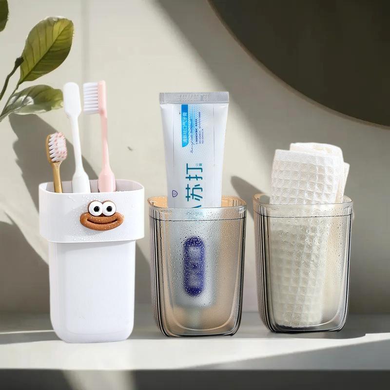 Travel Toothbrush Holder With Mouthwash Cup Portable Durable Oval-Shaped Toothpaste Storage Brushing Washing Toothware Box