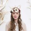 Retro Forest Branch Antlers Rose Gypsophila Dry Flower Garland Exaggerated Prom Catwalk Dress Event Accessories